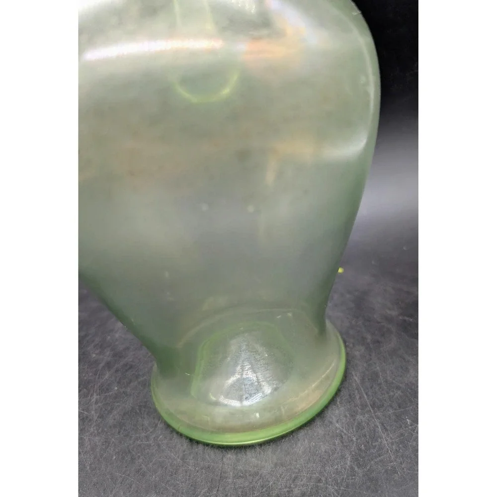 Antique Josephinenhutte Bohemian Uranium Glass Iridescent Pitcher UV Glow‎ 8?75